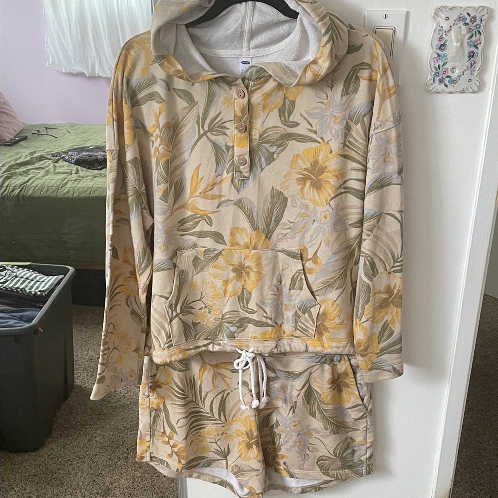 Floral Sweat Set - Yellow and Green